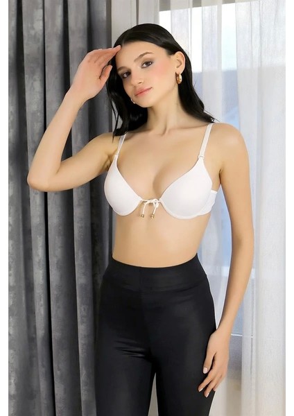 Kadın Destekli Balenli Önden Açılır Dekolteli Sütyen Beyaz modelleri