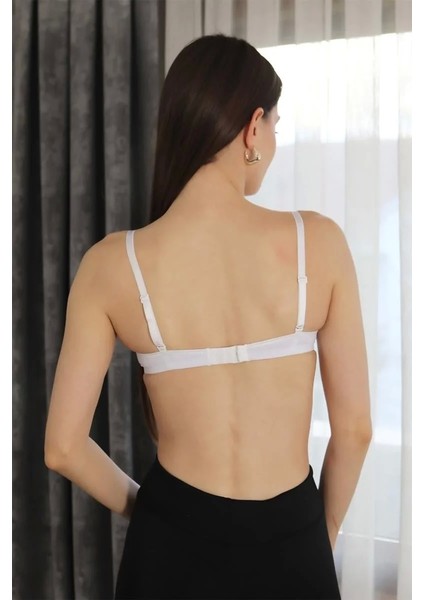 Kadın Destekli Balenli Taş Detaylı Sütyen Beyaz