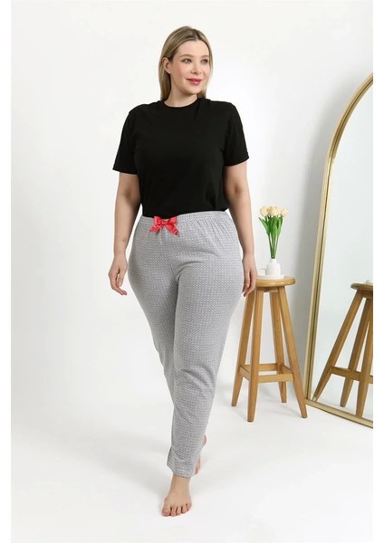 Kadın Pamuklu Büyük Beden Alt Pijama Gri