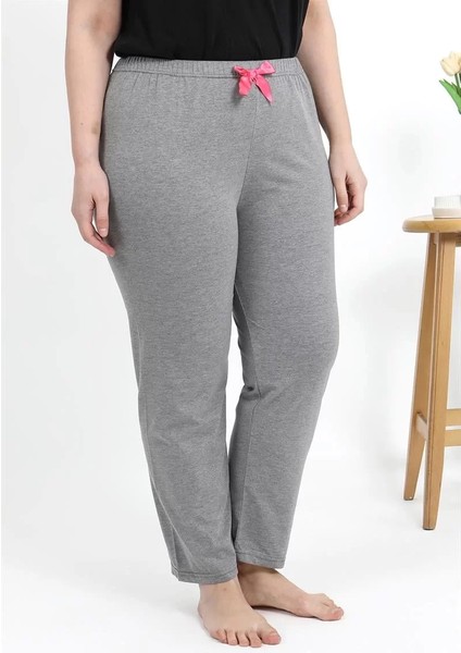 Kadın Pamuklu Büyük Beden Alt Pijama Gri