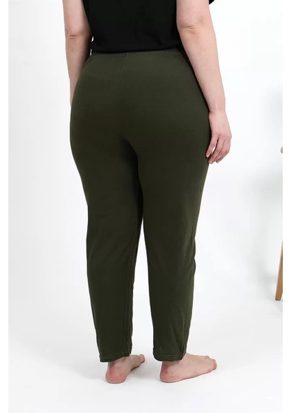 Kadın Pamuklu Büyük Beden Alt Pijama Haki