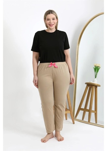 Kadın Pamuklu Büyük Beden Alt Pijama Bej fırsatları