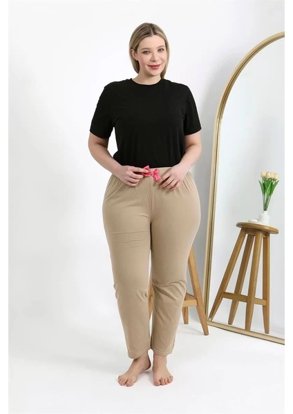 Kadın Pamuklu Büyük Beden Alt Pijama Bej indirimleri