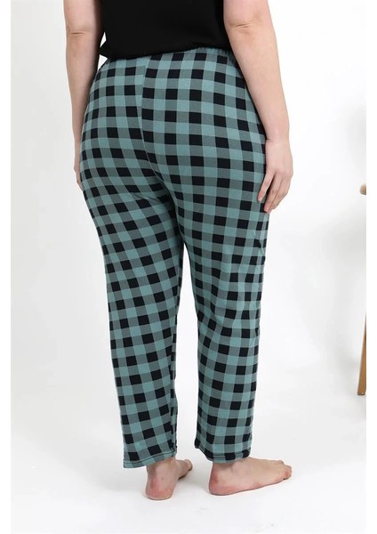 Kadın Pamuklu Büyük Beden Alt Pijama Turkuaz