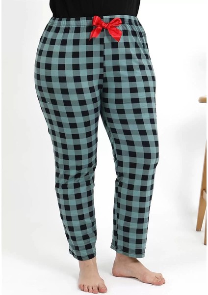 Kadın Pamuklu Büyük Beden Alt Pijama Turkuaz