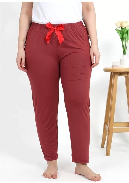 Kadın Pamuklu Büyük Beden Alt Pijama Yavruağzı
