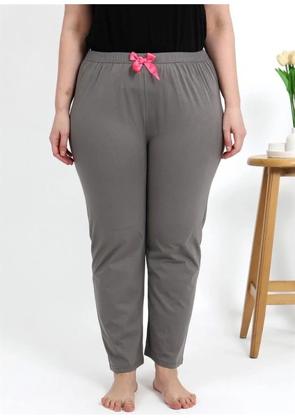 Kadın Pamuklu Büyük Beden Alt Pijama Vizon