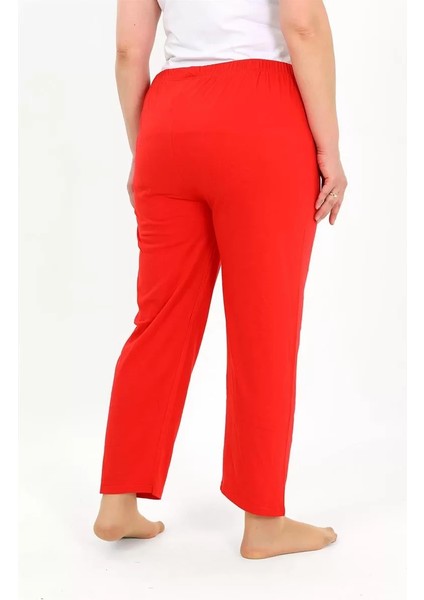 Kadın Pamuklu Büyük Beden Alt Pijama Kırmızı