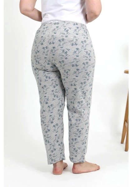 Kadın Pamuklu Büyük Beden Alt Pijama Gri