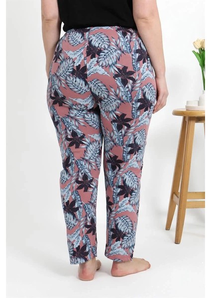 Kadın Pamuklu Büyük Beden Alt Pijama Somon