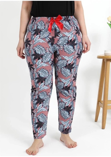 Kadın Pamuklu Büyük Beden Alt Pijama Somon