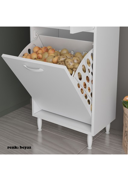 55x160 cm Tek Kapaklı Sepetli Banyo Dolabı