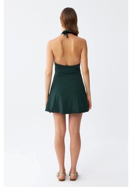 Kadın Çiçek Desenli Fiyonklu Haki Elbise Mayo indirimleri