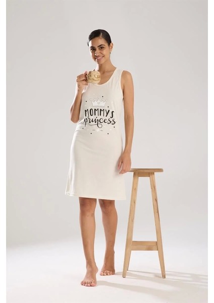 Kadın Kalın Askılı Penye Gecelik Ekru modelleri