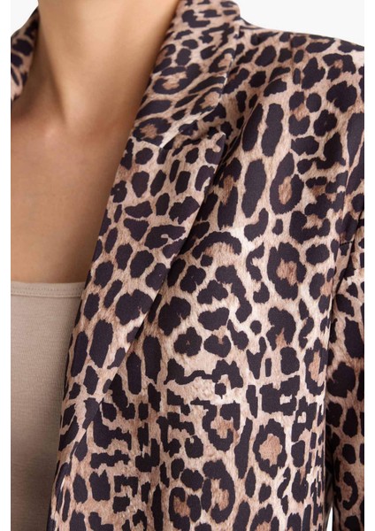 Loose Fit Ceket Yaka Leopar Desenli Blazer Ceket E1483AX25AU indirimleri