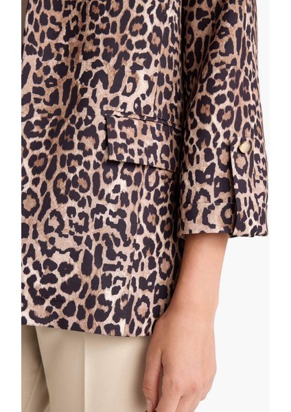 Loose Fit Ceket Yaka Leopar Desenli Blazer Ceket E1483AX25AU