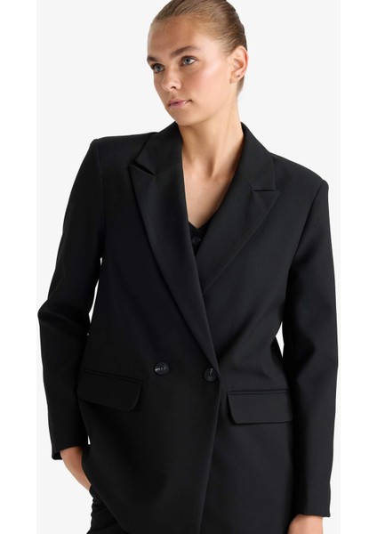 Oversize Geniş Kalıp Ceket Yaka Blazer Ceket E7732AX25AU