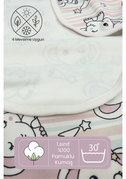 Kız Bebek Uyku Tulumu %100 Organik Pamuk Penye Kundak 0-3 Ay, Fermuarlı Yapısıyla Kolay Bez Değişimi
