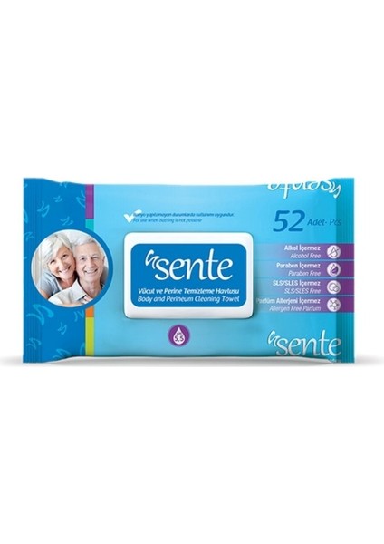 Sente Vücut ve Perine Temizleme Havlusu 52 Yaprak 1 Adet