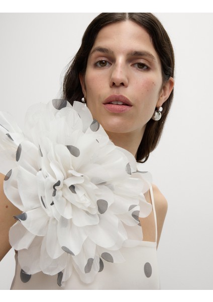 Puantiye Desenli Kare Yaka Mini Kolon Elbise