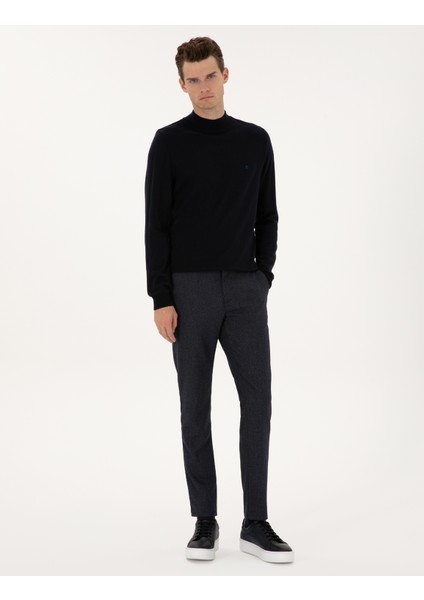 Erkek Lacivert Slim Fit Kanvas Pantolon 50317275-VR033