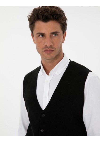 Erkek Siyah Triko Yelek 50317313-VR046 fiyatları
