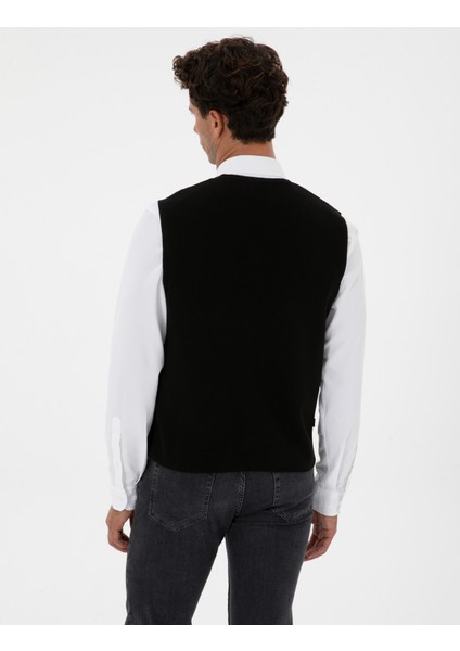 Erkek Siyah Triko Yelek 50317313-VR046 indirimleri