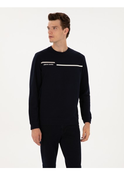 Erkek Lacivert Regular Fit Bisiklet Yaka Sweatshirt 50317675-VR033