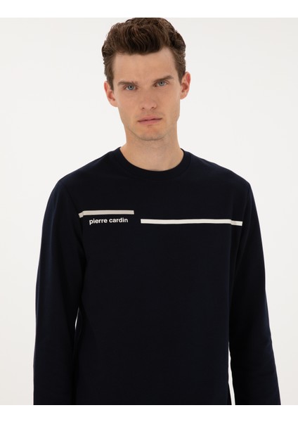 Erkek Lacivert Regular Fit Bisiklet Yaka Sweatshirt 50317675-VR033 fiyatları