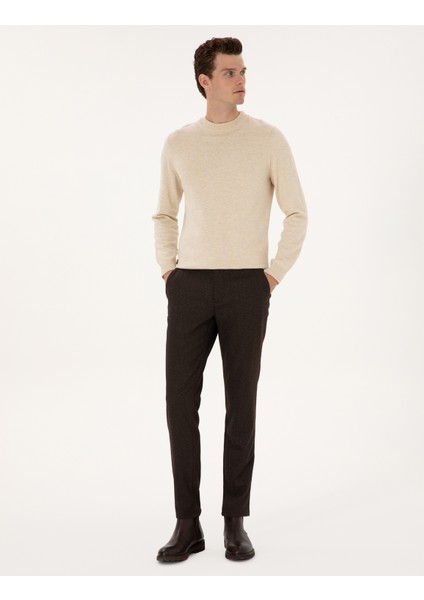 Erkek Kahverengi Slim Fit Kanvas Pantolon 50317275-VR029