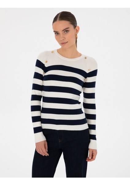 Kadın Ekru Slim Fit Kazak 50316300-VR019