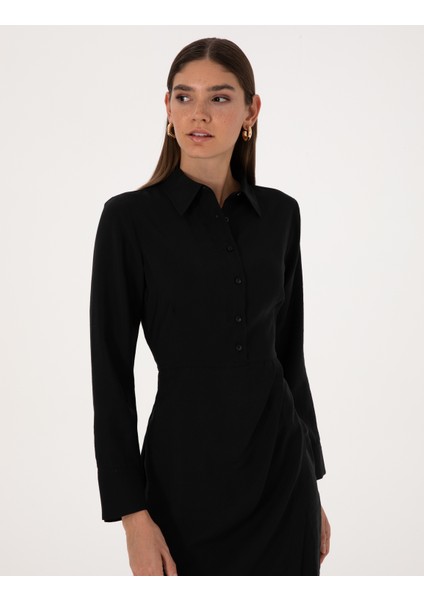 Kadın Siyah Regular Fit Dokuma Elbise 50318220-VR046 fiyatları