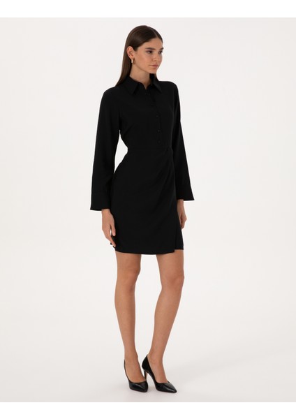 Kadın Siyah Regular Fit Dokuma Elbise 50318220-VR046 modelleri