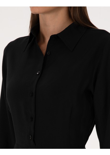 Kadın Siyah Regular Fit Dokuma Elbise 50318220-VR046