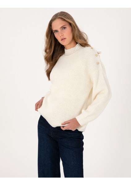 Kadın Ekru Comfort Fit Kazak 50316342-VR019