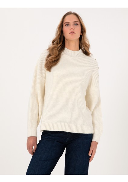 Kadın Ekru Comfort Fit Kazak 50316342-VR019 modelleri