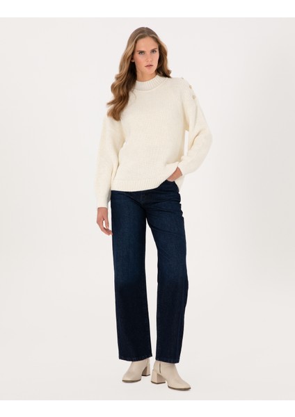 Kadın Ekru Comfort Fit Kazak 50316342-VR019 fırsatları