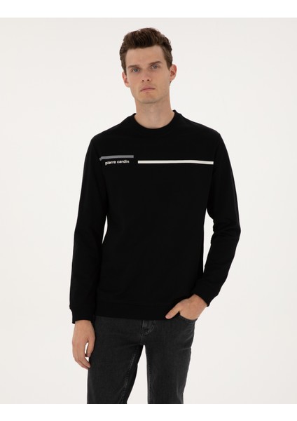 Erkek Siyah Regular Fit Bisiklet Yaka Sweatshirt 50317675-VR046