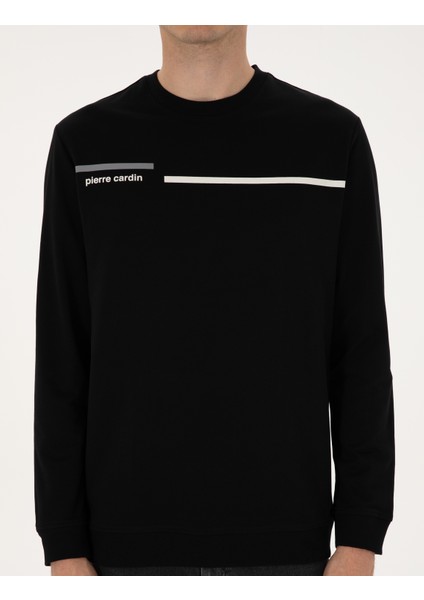 Erkek Siyah Regular Fit Bisiklet Yaka Sweatshirt 50317675-VR046