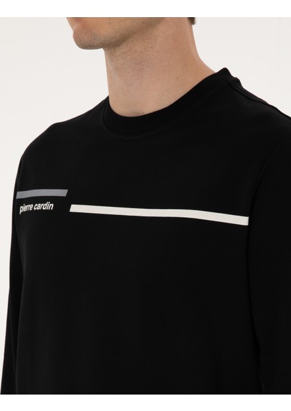 Erkek Siyah Regular Fit Bisiklet Yaka Sweatshirt 50317675-VR046