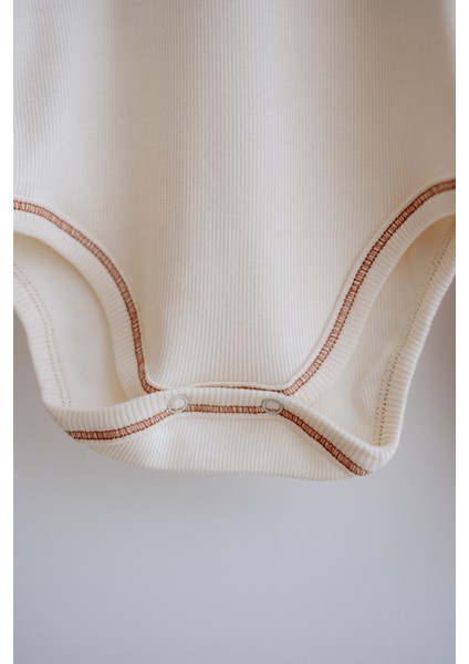 3lü Pamuklu Kaşkorse Kısa Kollu Body Set Taş/ekru/kiremit