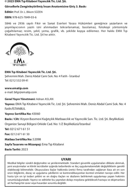Görsellerle Zenginleştirilmiş İnsan Anatomisine Giriş Akademik Kitap SHMYO ve SYO Öğrencilerine Özel L. Bikem Süzen