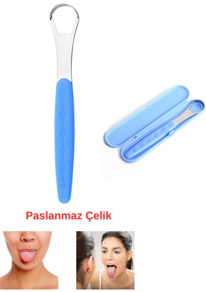 Paslanmaz Çelik Dil Temizleme Aparatı Ergonomik Saplı Metal