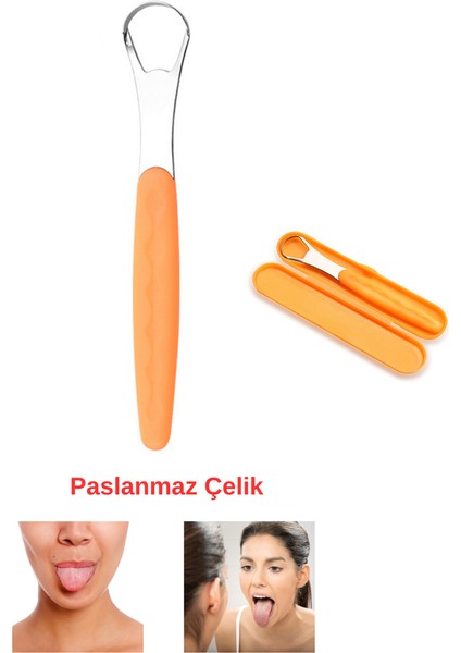 Paslanmaz Çelik Dil Temizleyici Ergonomik Saplı Tek Parça Unisex Ağız Bakım Aparatı indirimleri