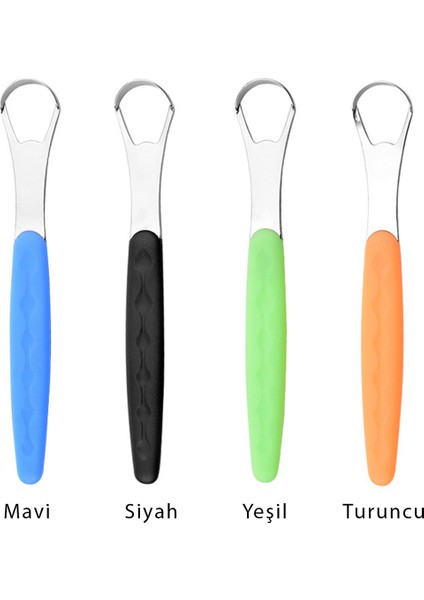 Paslanmaz Çelik Dil Temizleyici Ergonomik Saplı Tek Parça Unisex Ağız Bakım Aparatı