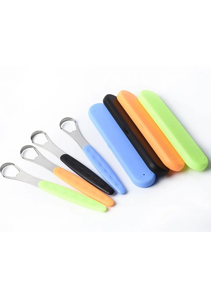 Paslanmaz Çelik Dil Temizleyici Ergonomik Saplı Tek Parça Unisex Ağız Bakım Aparatı