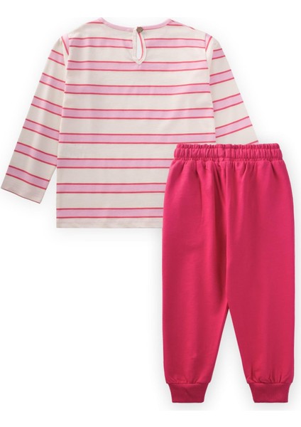 Çizgili Uzun Kollu T-Shırt Takım 2-12 Yaş Fuşya Pembe Çizgili indirimleri