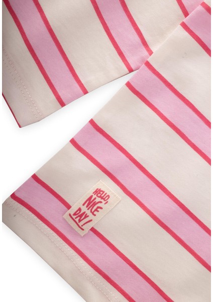 Çizgili Uzun Kollu T-Shırt Takım 2-12 Yaş Fuşya Pembe Çizgili