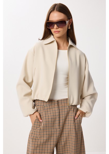 Balon Kesim Dokuma Ceket LDP0084 Taş