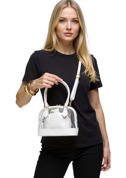 Kadın Şık Mini Şeffaf El Çantası Metal Aksesuarlar Özel Davetler